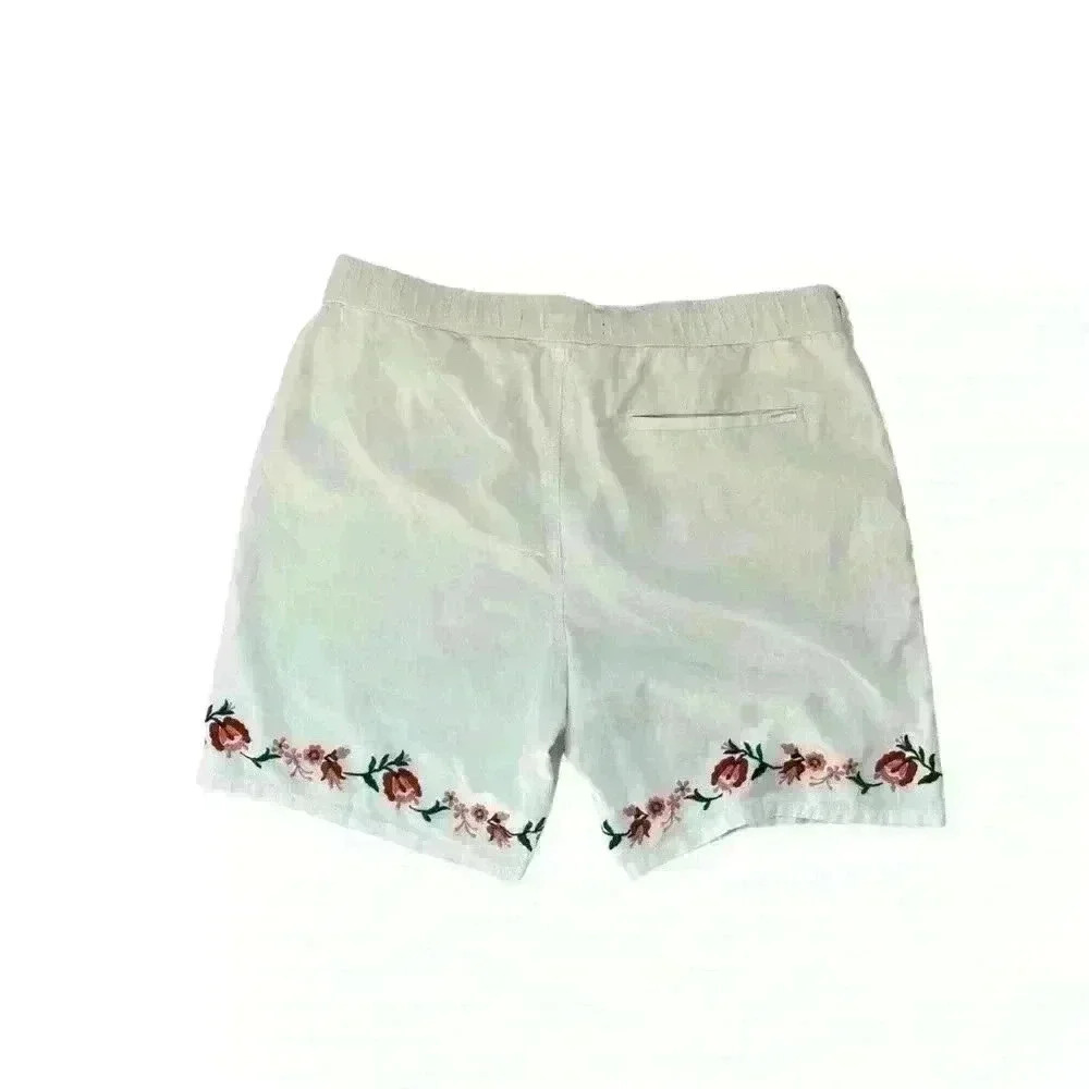 Linen Blend Floral Embroidered Shorts, Hollister - Picture 2 of 4